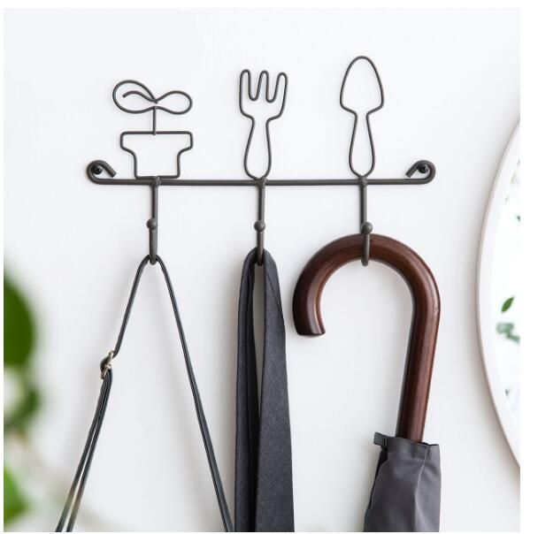 2020 Iron Key Hook Storage Rack Creative Doorway Wall Clothes Storage Rack Creative Doorway Wall