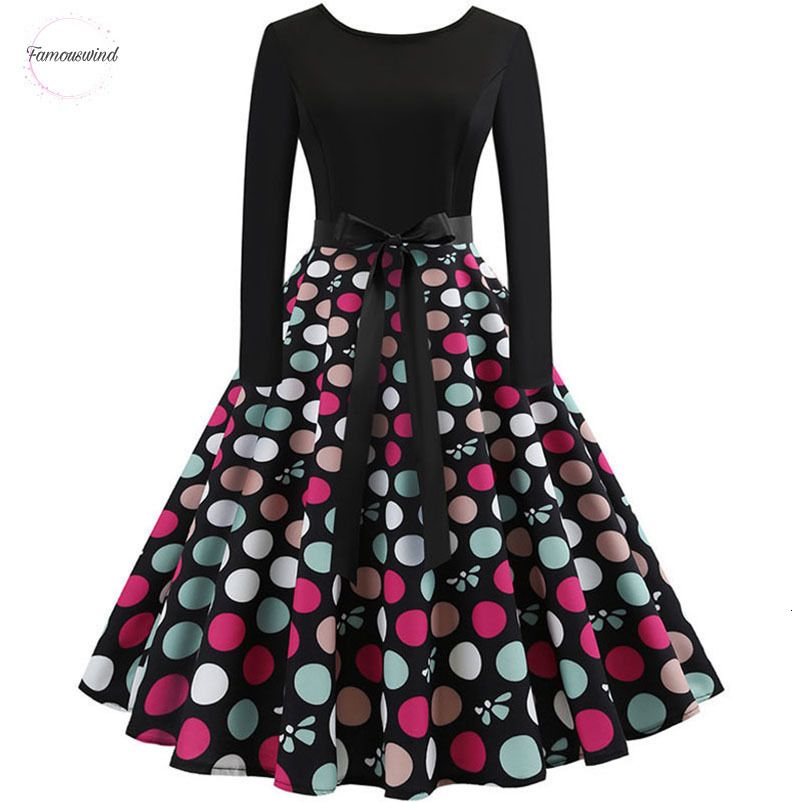 polka dot long sleeve midi dress