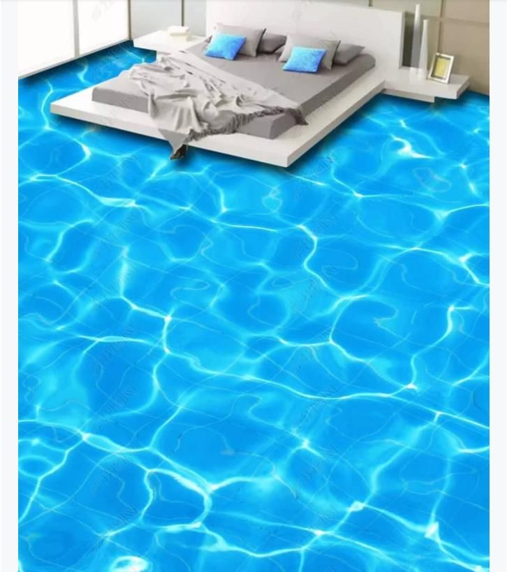 Customized 3D Self Adhesive Floor Photo Mural Wallpaper 3D Blue Sea