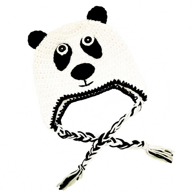 2020 Lovely Knit Baby Panda Bear Hat Handmade Crochet Baby Boy