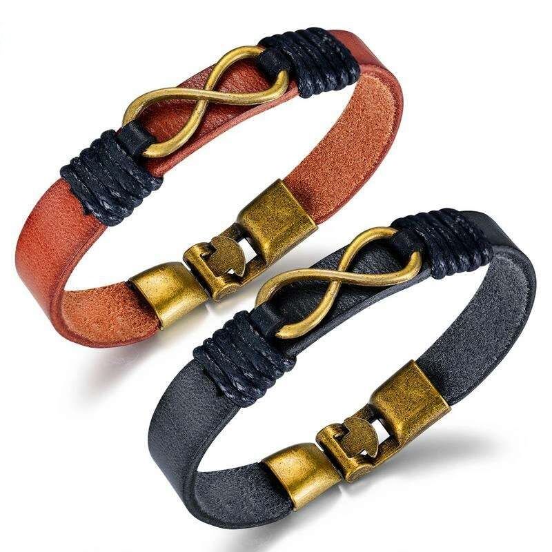 Hormiga Puntuación Consecutivo pulseras de cadena de cuero infinito para el diseñador de los hombres de  lujo para hombre