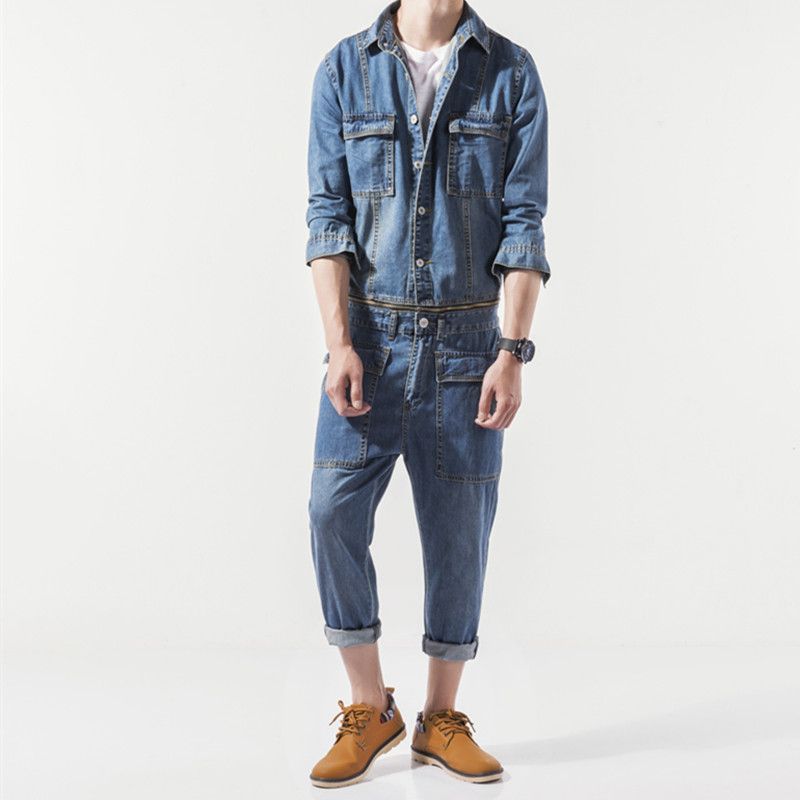 mens denim two piece