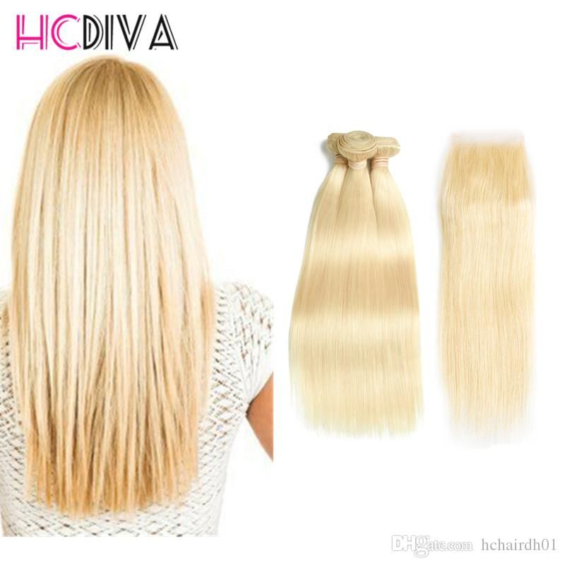 2019 Hot Selling 613 Blond Human Hair Bundle Lace Closure