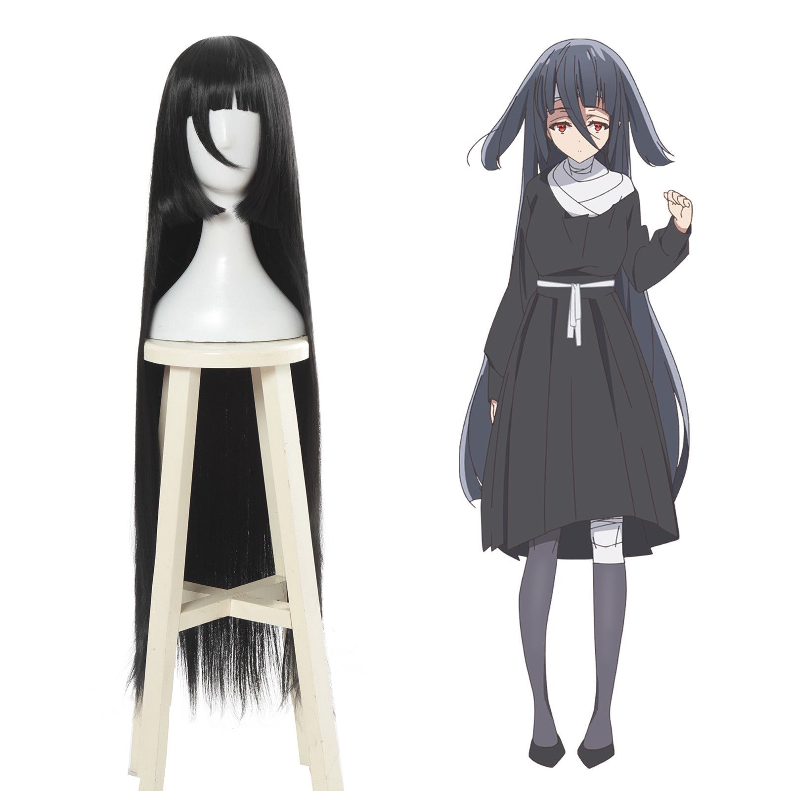Zombieland Saga Yamada Tae Long Straight Black Cosplay Wig Women