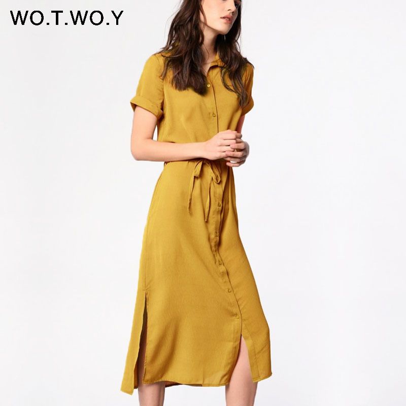 yellow straight dress