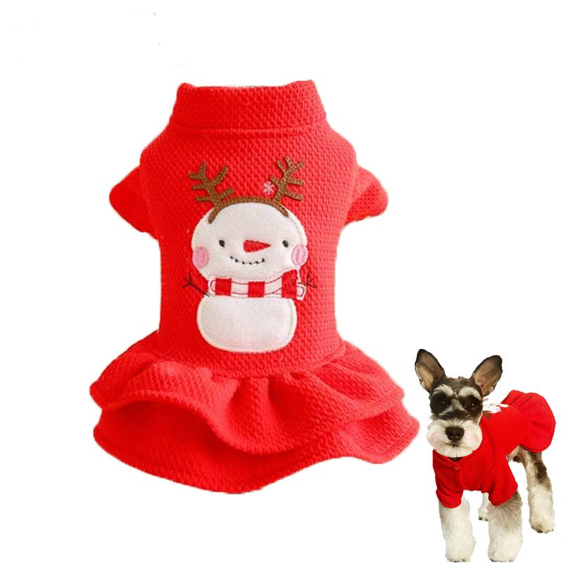 invierno ropa abrigo para perros Navidad muñeco de nieve espesa rojo de invierno princesa