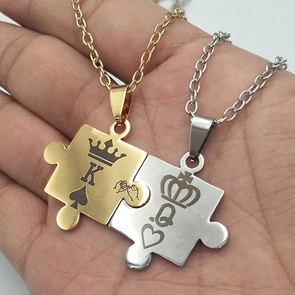 Puzzle Necklace For Couples Stainless 