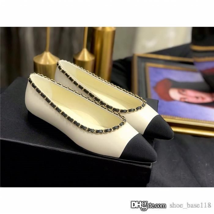 Satin Al Bayanlar Zarif Balerin Ayakkabilari El Orgulu Zincir Sinir Kuzu Derisi Rahat Alcak Topuklu Ayakkabilari Ile Hassas Badem Parmak Ayakkabi Kutusu Tam Spektrum Tl13 9 Dhgate Comda