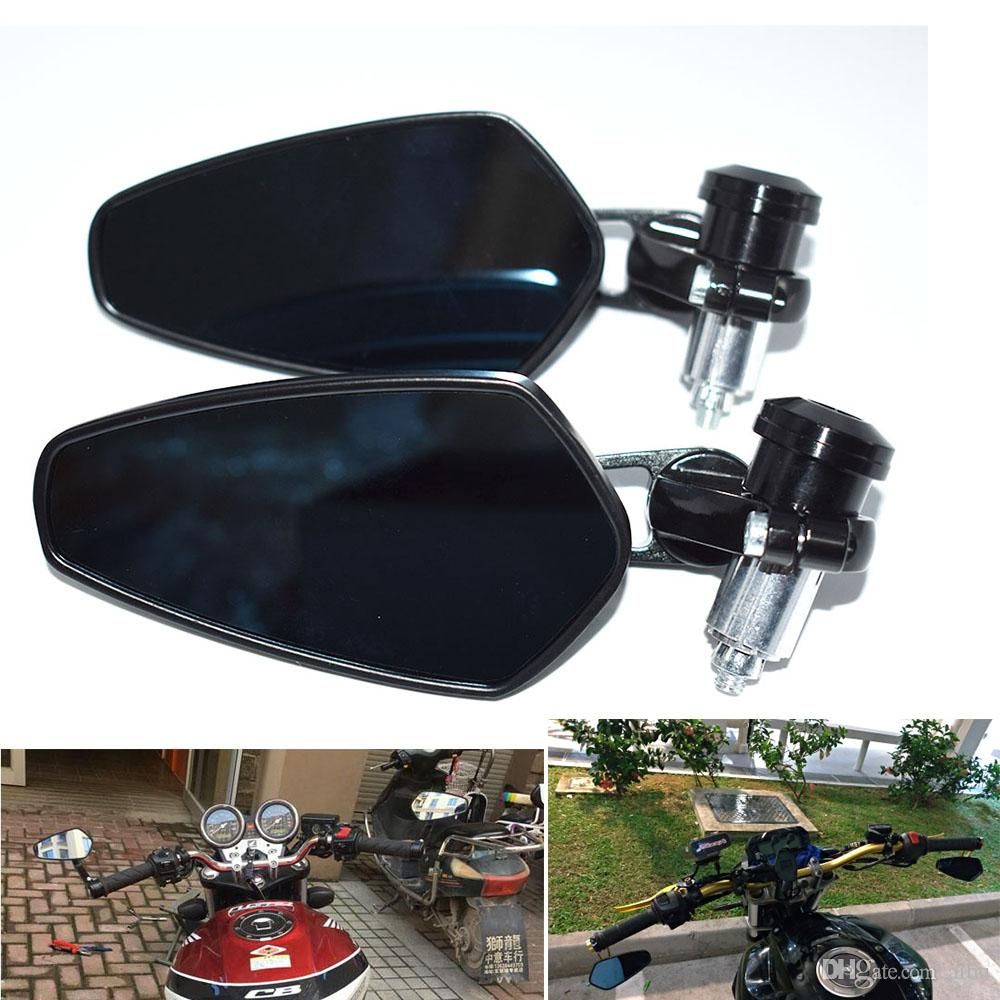 colore: nero Universale per moto 7//8 22mm alluminio vista posteriore specchietto laterale manubrio