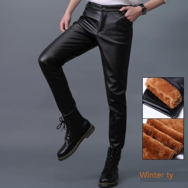 mens skinny faux leather pants
