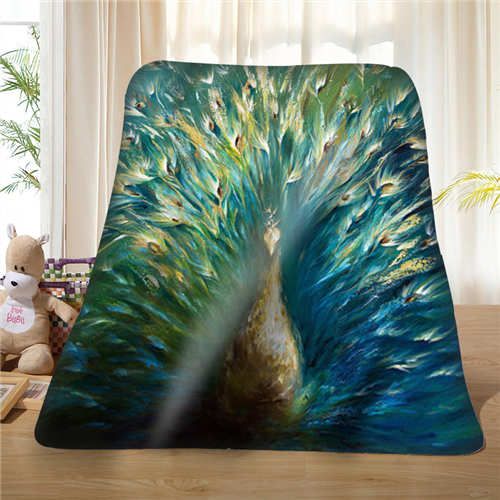 Custom Creative Peacock Feathers 1 Blanket Soft Fleece Diy Your Picture Decoration Bedroom Sofa Multi Size 929 02 001 33 Lap Size Electric Blanket