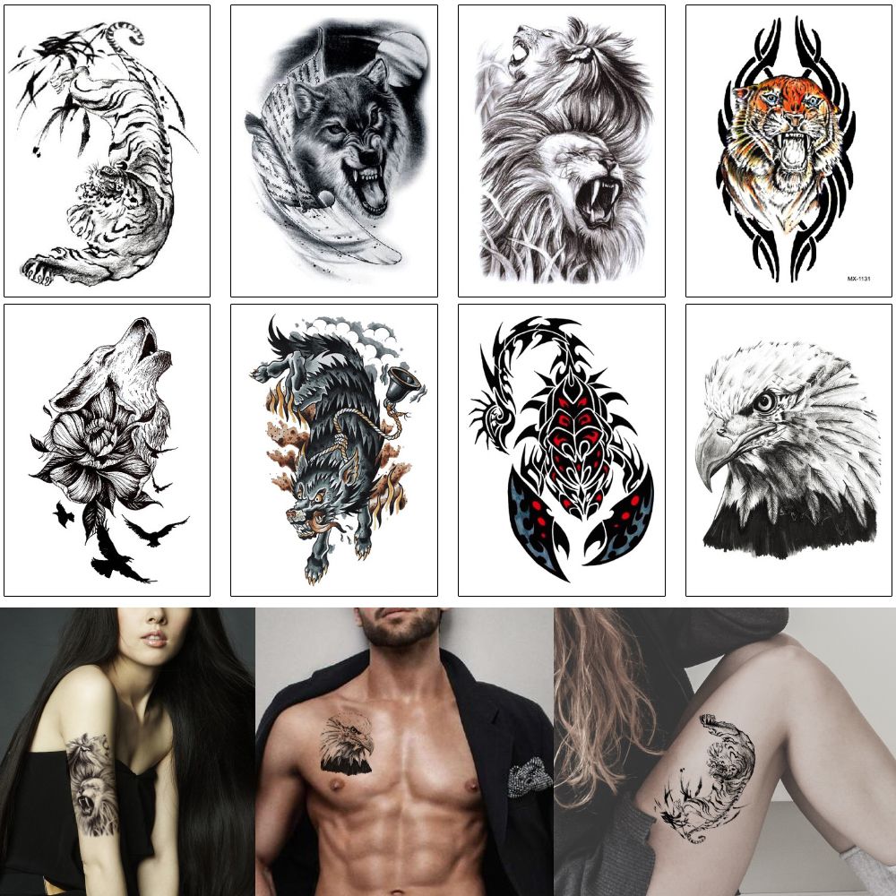 Fake Black Animal Temporary Tattoo Sticker Fashion Lion Tiger Wolf Scorpion  Fox Design Summer Beach Gift Tattoo Body Art For Woman Man Party From  Homimly, $0.89 | Dhgate.com