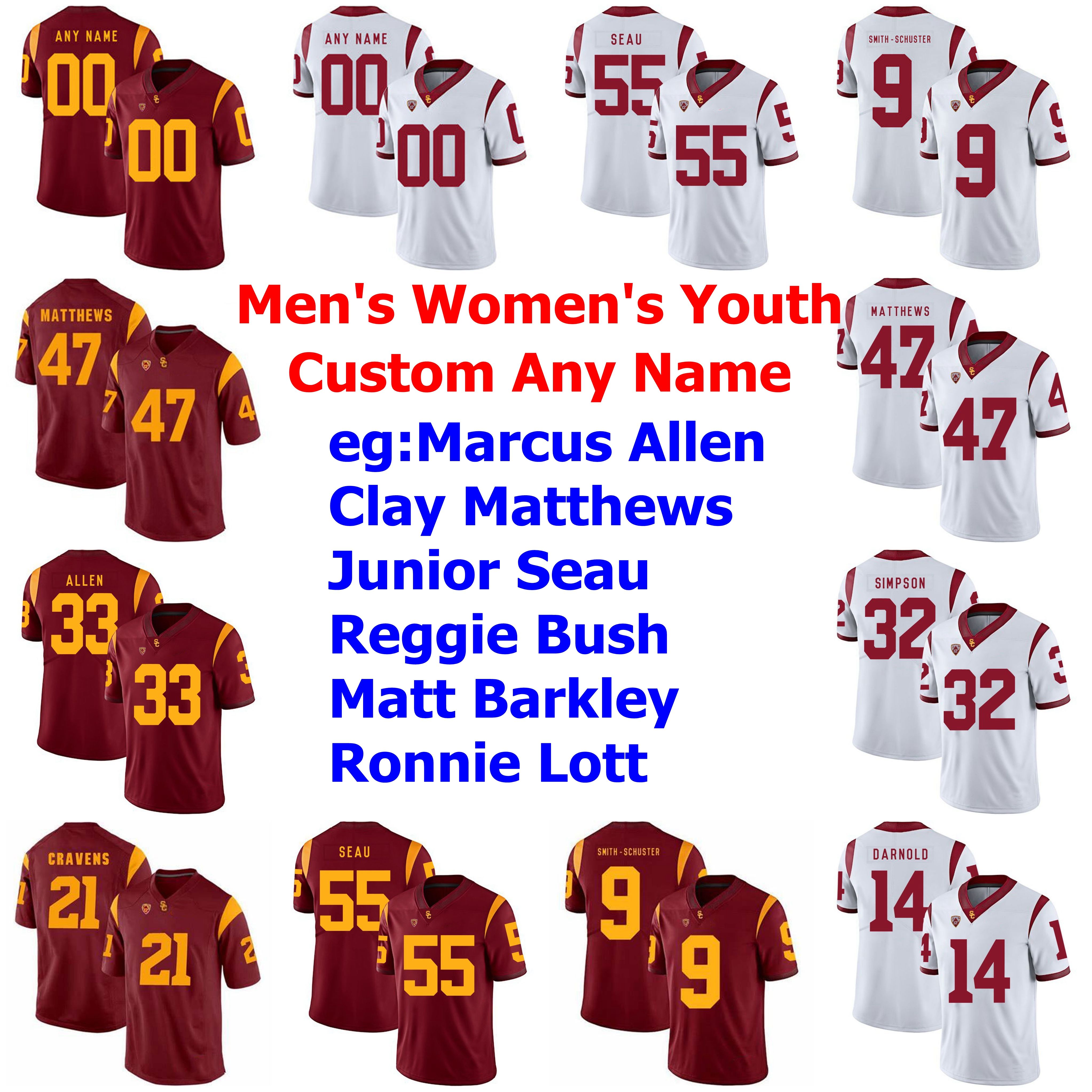 2020 USC Trojans Jerseys Womens Marcus Allen Jersey Clay Matthews Matt Barkley Ronnie Lott