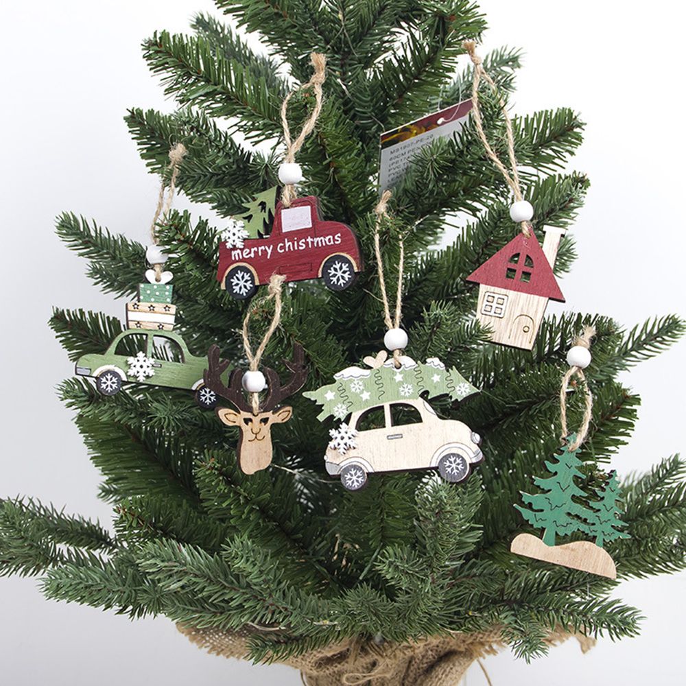 3PCS Wood Christmas Elk Deer Ornaments Xmas Tree Hanging Decoration Pendant Gift