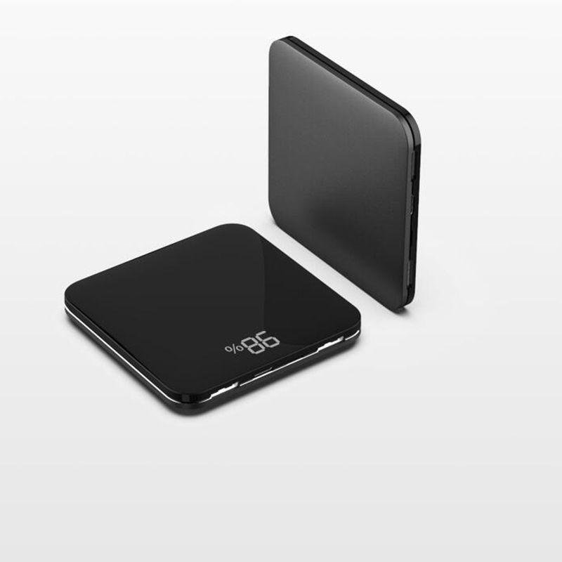 D76-W Mini Super Thin Mirror Digital Display Wireless Charging Mobile Power 8000 mAh Square Charging Wireless Charging Power Bank Smartey