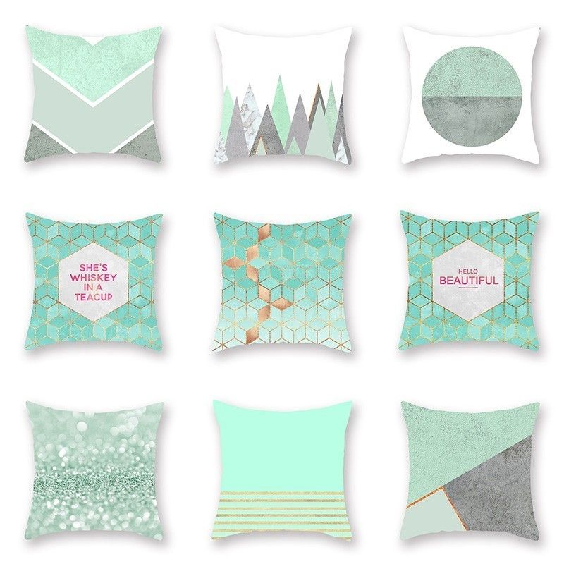 Popular Geometric Series Home Cushion Cover Mint Green Sofa Couch Chair Bed Pillowcase 45x45cm Soft Polyester Pillow Case Patio Furniture Cushion Covers Deep Seating Cushions From Fugao001 2 47 Dhgate Com