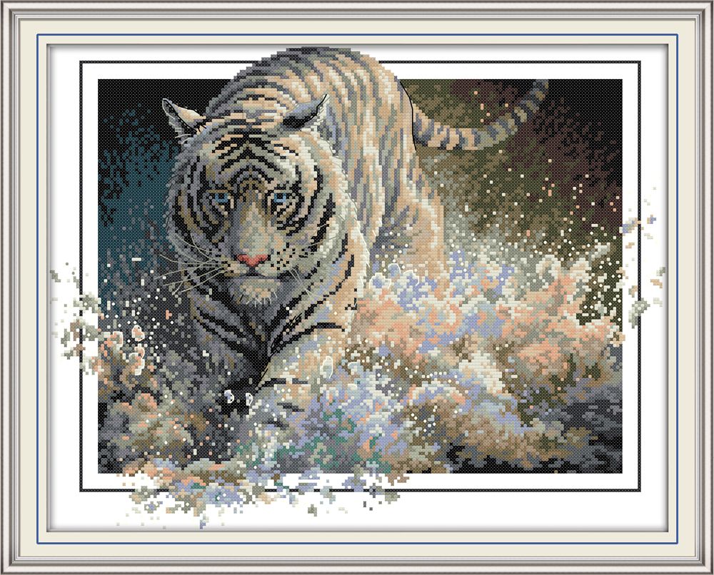 2020 White Tiger Home Cross Stitch Kit ,Handmade Cross Stitch