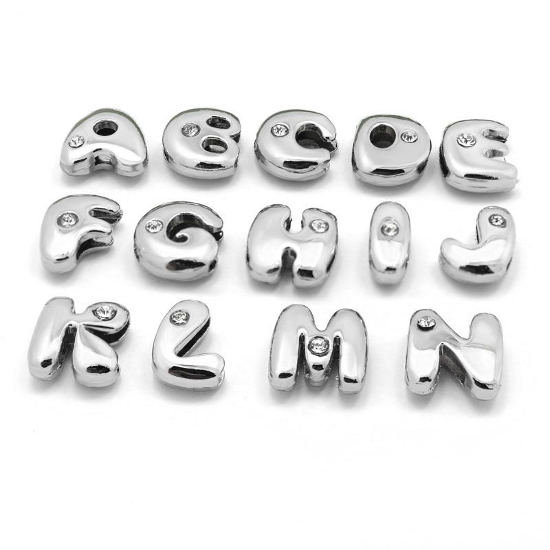 2020 ! Alphabet Letters Accessory Wholesale 8MM Half Rhinestone A Z Letter Charms For Jewelry ...