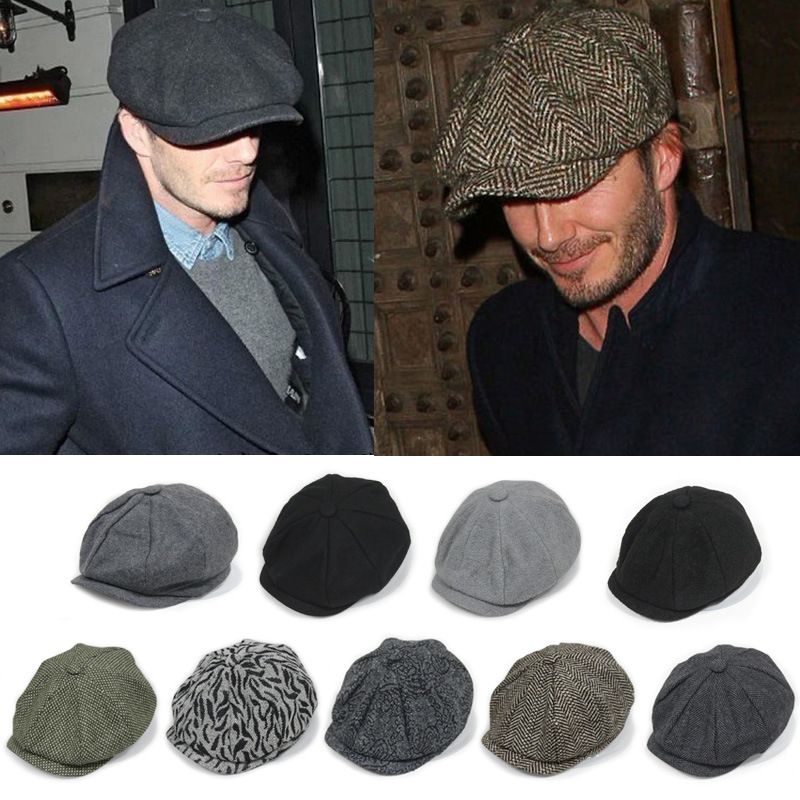 2021 David Beckham Fashion Gentleman Octagonal Cap Newsboy Beret Hat Autumn And Winter For Mens