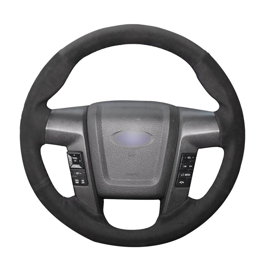 DIY Black Suede Leather Car Steering Wheel Cover For Ford F150 F 150 ...