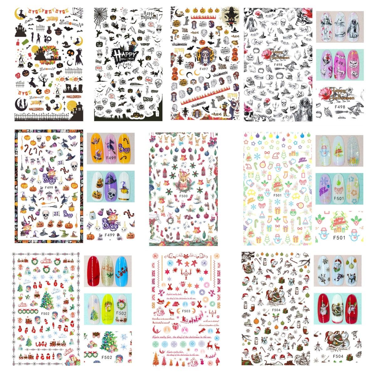 Xmas Halloween Mix Back Glue Sticker Nail Art Foils Wraps Gift Diy Kids Decals Bat Death Christmas Tree Nails Decorations Fingernail Designs Nail Art Stickers From Zhoukouhair 13 4 Dhgate Com