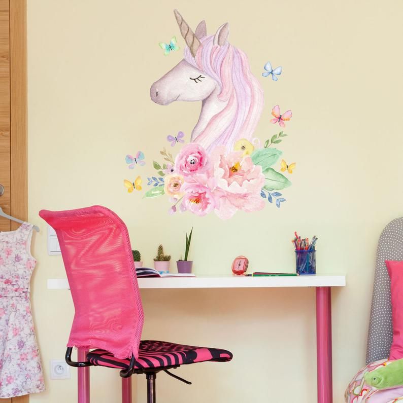Retail Wholesale 60x36cm Kids Unicorn Wall Sticker Baby Cartoon