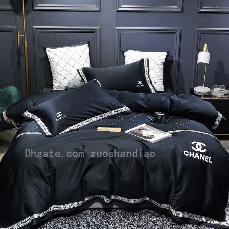 Senior Black Queen King Sizes Home Quilt Cover Set Luxury Double C