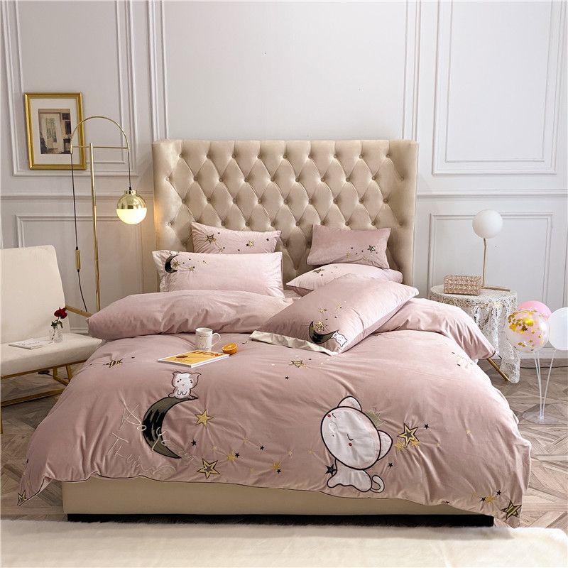 4 Crystal Velvet Bedding Sets Girls Bedding Set Bed Gray