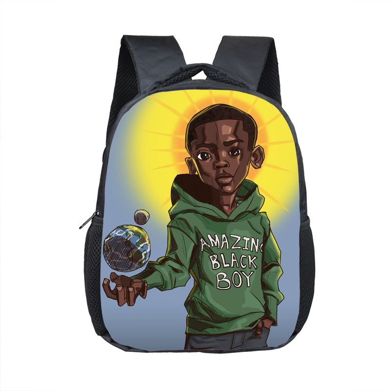 african american little girl backpacks