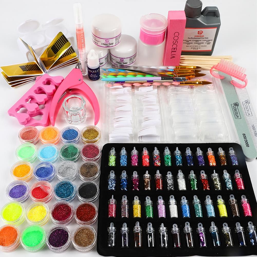 COSCELIA Pro Acrylic Nail Kit All For Manicure Pusher Nail Set Tools ...