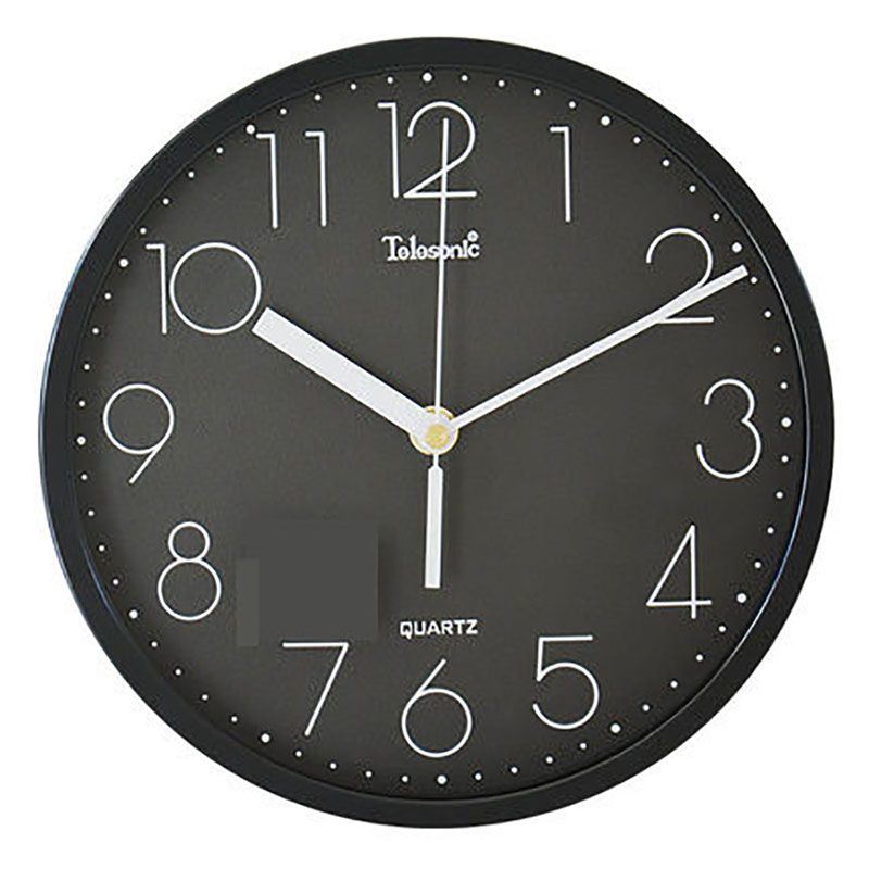 Black Modern Round Wall Clock Living Room Simple Kitchen