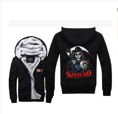 Sons-of Anarchy Hoodies Sudadera con Capucha de Doble Cara Hombres Womnen Fleece Algodón con Capucha