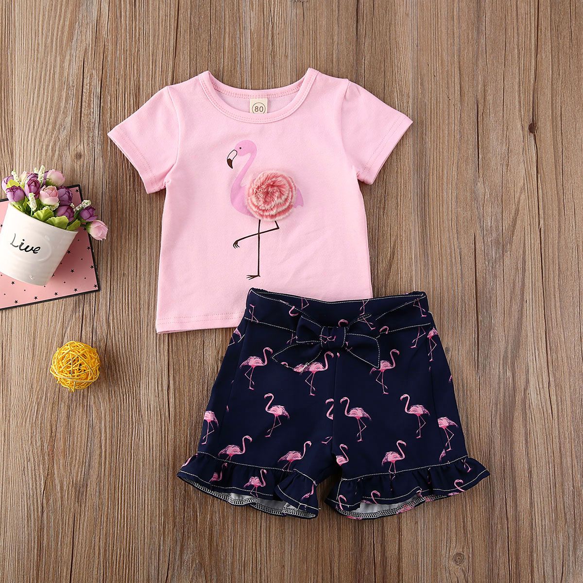 baby girl clothes with flamingos