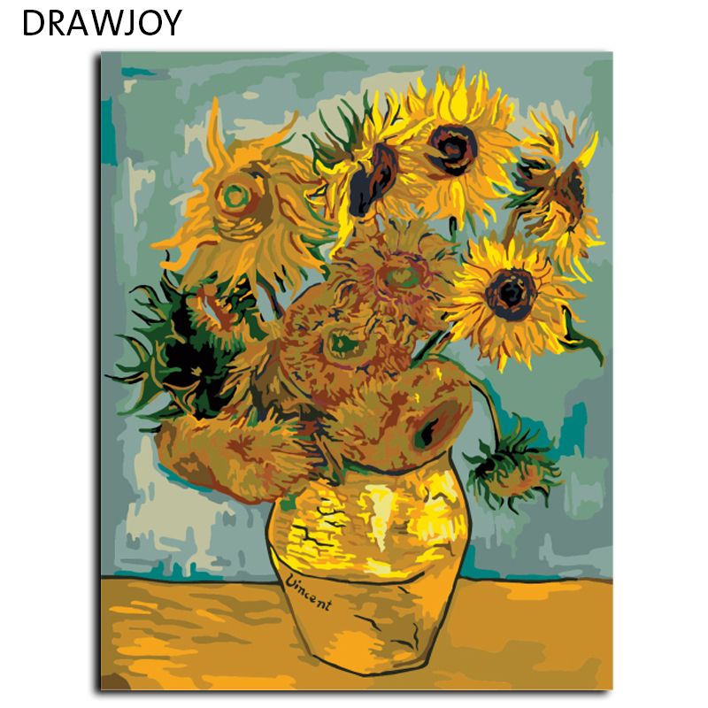 2019 Drawjoy Van Gogh Sunflower Painting By Numbers Frameless Picture Diy Canvas Oil Painting Home Decor For Living Room G234 40 50cm From Pingwang4