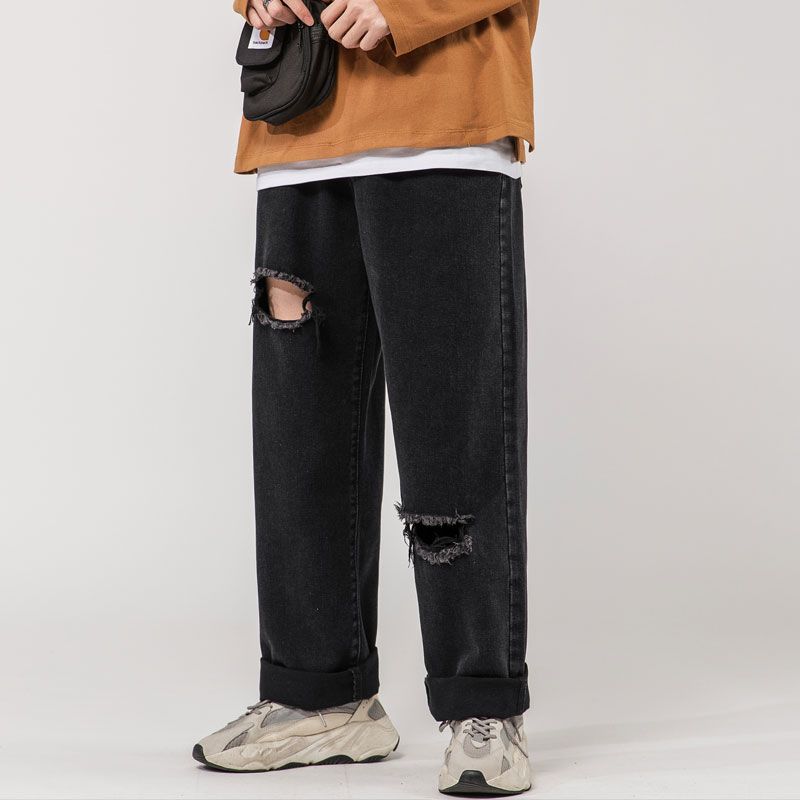 Compra Los Hombres Ocasionales Flojas Agujero Negro Cadera Pierna Ancha  Pantalones Vaqueros Varón De Alta Moda De La Calle De La Vendimia Hop Harem  Straight Denim Pantalón Vaquero Barato | Entrega Rápida