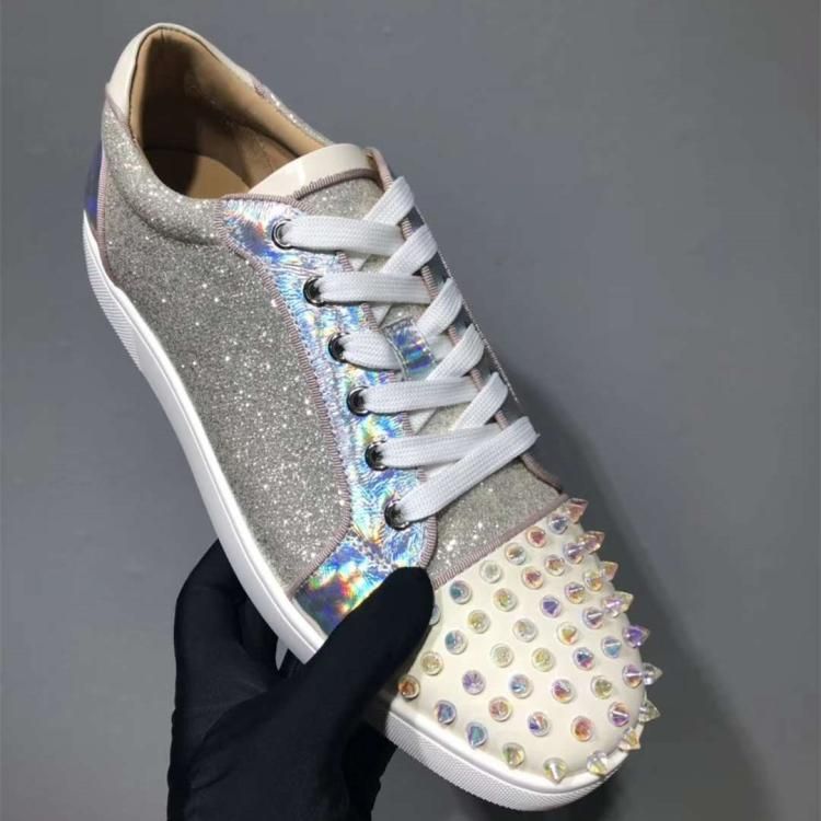 silver red bottom sneakers