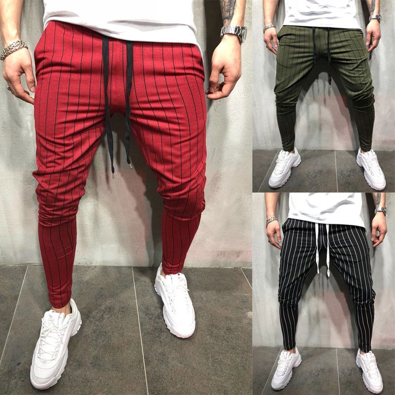 Compra Pantalones Para Hombres Moda Slim Fit Hombres A Rayas Negro  Pantalones Rojos Para Hombre Joggers Hombre Pantalones Pantalones Barato |  Entrega Rápida Y Calidad | DHgate Spain \u0026 Mexico