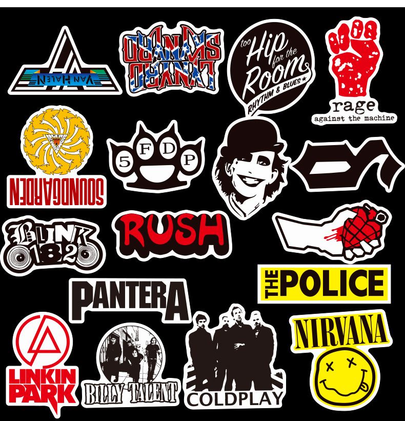 52Pcs Rock and Roll Punk Stickers for Skateboard Luggage Laptop Helmet Graffiti 