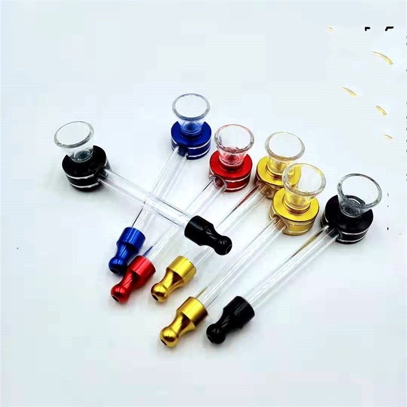 Wholesale Best Quality BRAND Glass Oil Burner Cigarette Pipe Metal Mini Removable Cleaning Pipes