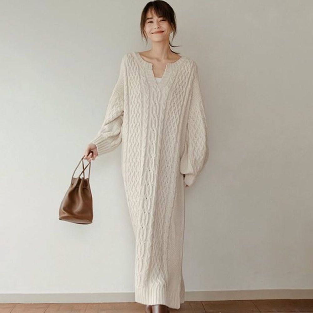 tan sweater dress