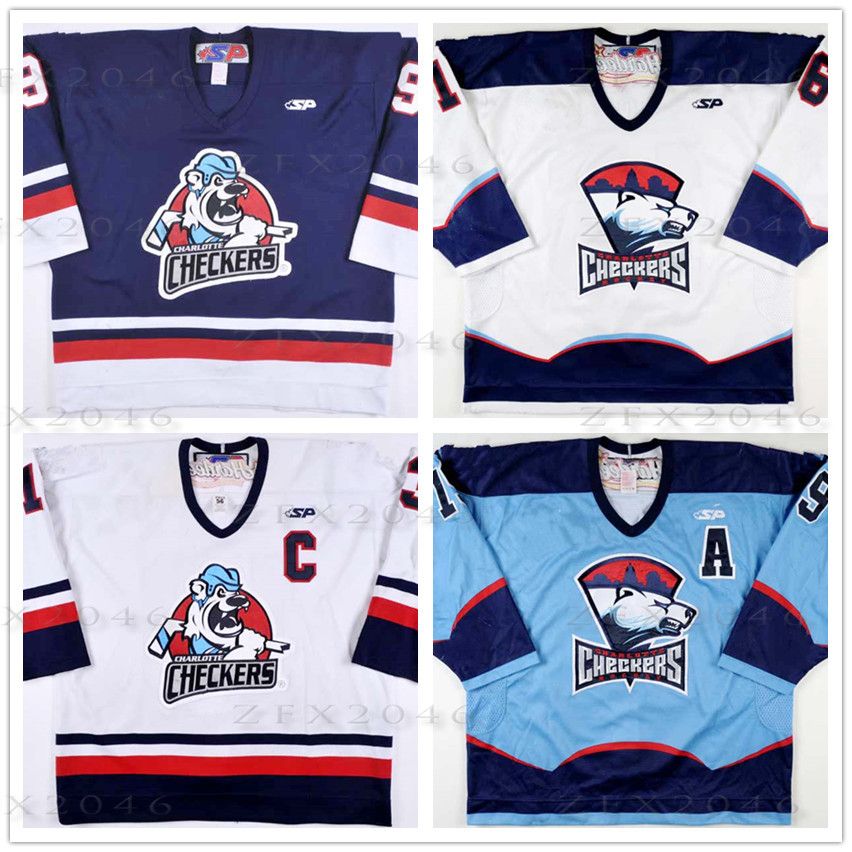 Custom ECHL Charlotte Checkers Mike Bayrack Kenny Roche Blake