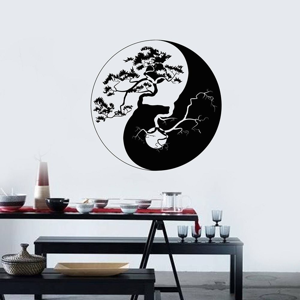 Vinyl Wall Decal Yin Yang Zen Philosophy Tree Asian Wall Stickers Mural Living Room Bedroom Home Decorate Decals Wallpaper Discount Wall Decals