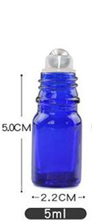 5ML Cobalt Blue Bottle + rouleau en métal