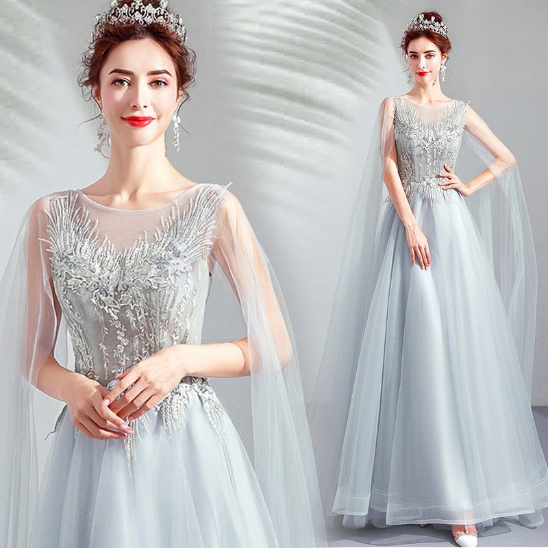 grey color long gown