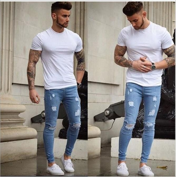light jeans outfit men