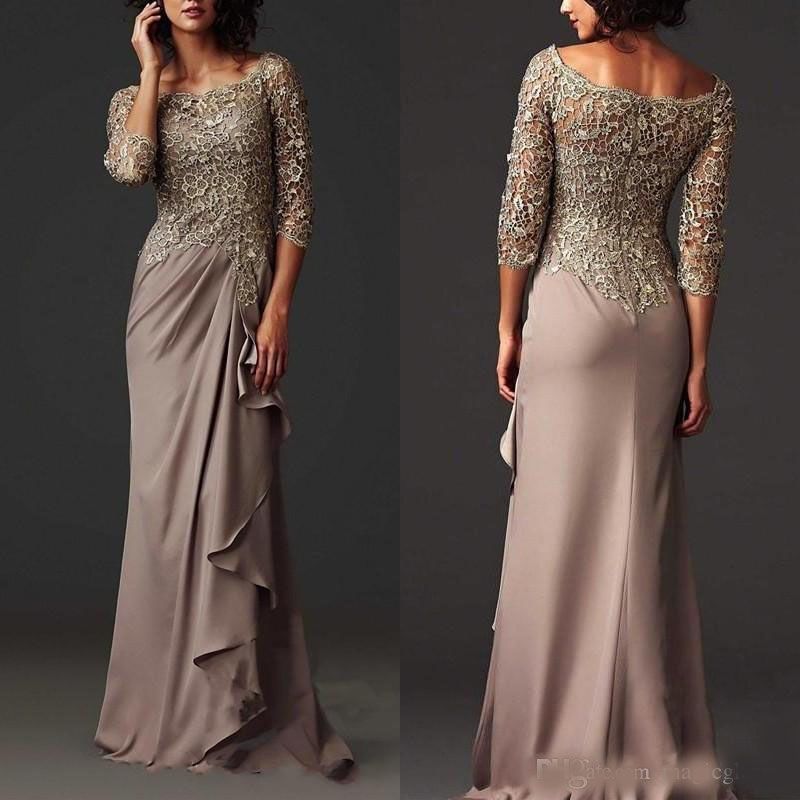Compre Modestos Dusty Rose Perlas Vestidos Fiesta Formales Hombros Vestidos  De Noche Off Apliques De Encaje Con Cuentas De Gasa Vestido De Partido Del  Desfile Barato A 109,64 € Del Miss_cara 