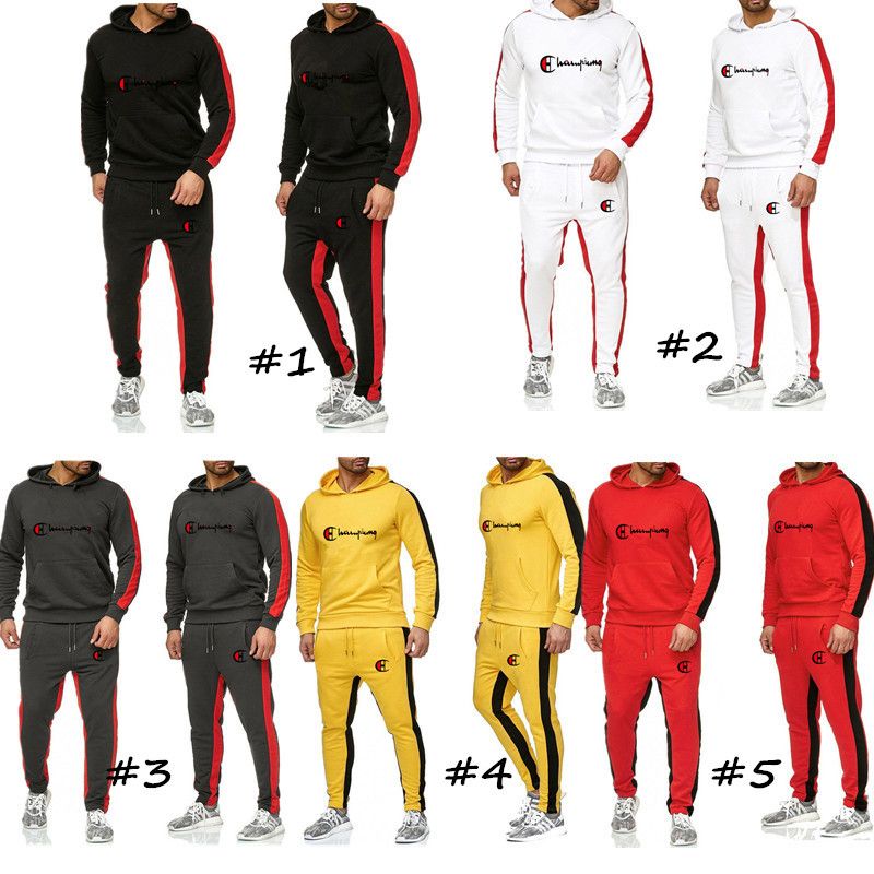 Brand Conjuntos de ropa Moda Hombre Otoño Invierno Champing Impreso Tops con capucha + Pantalones