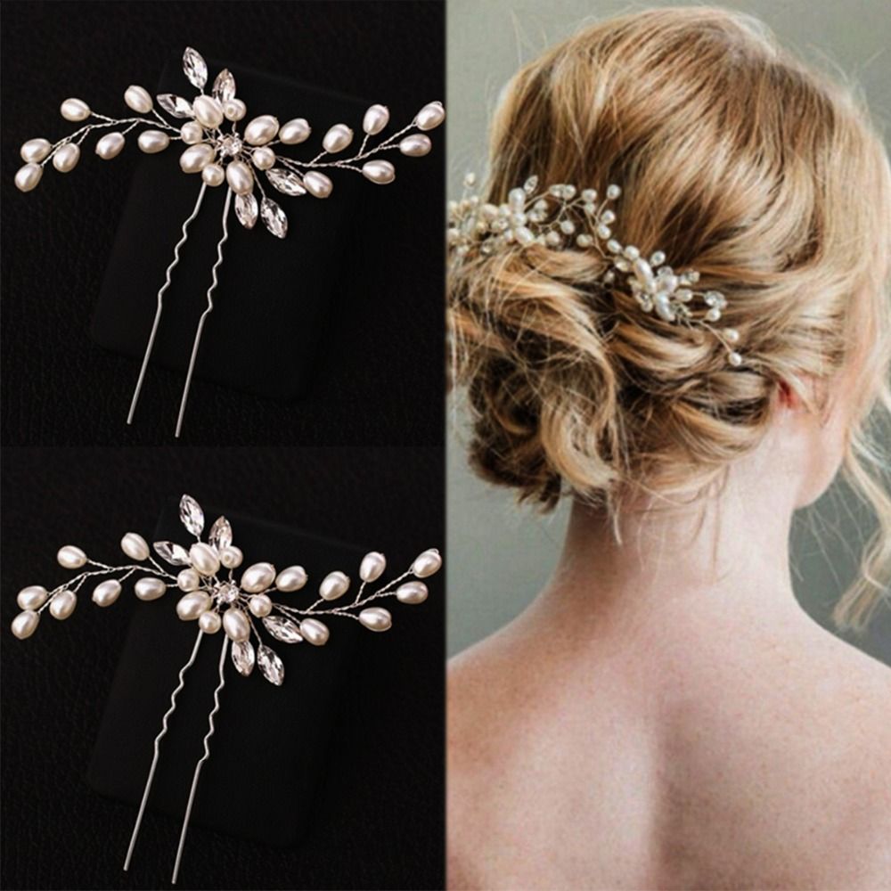 Cn Hair Accessories Silver Bridal Veil Pearl Hairpins For Girls