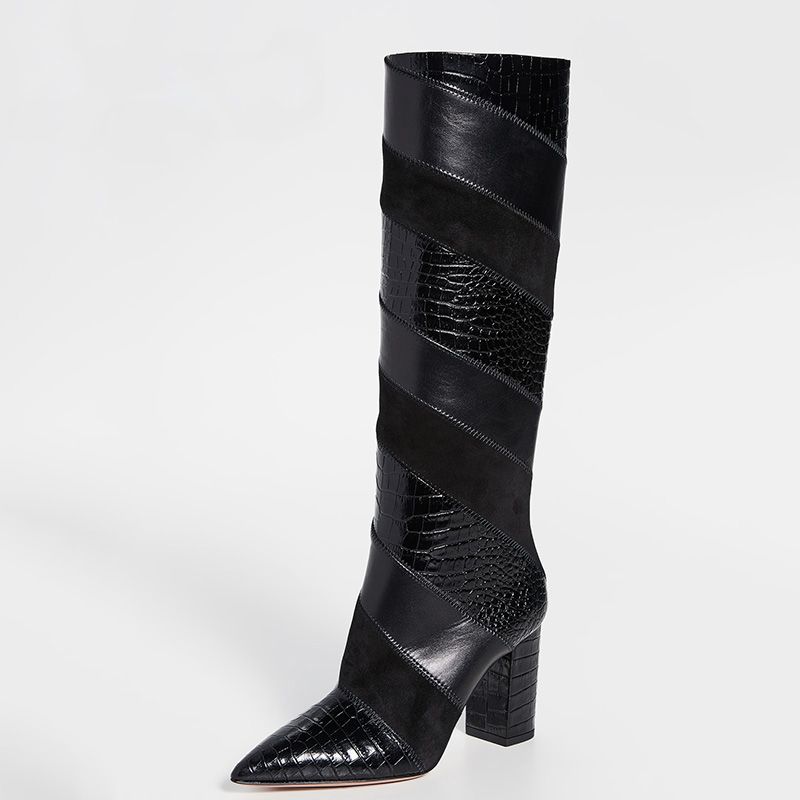 black croc print boots