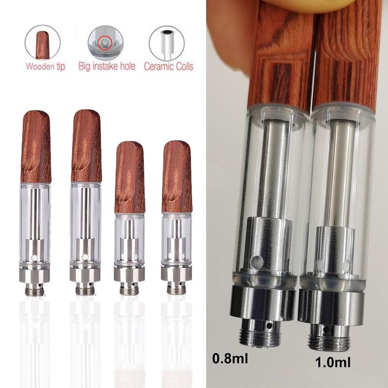 Dabwoods TH205 Atomizers Vape Pen Cartridges 0.8ml 1.0ml 0.5ml Wooden Drip Tip Empty Ceramic